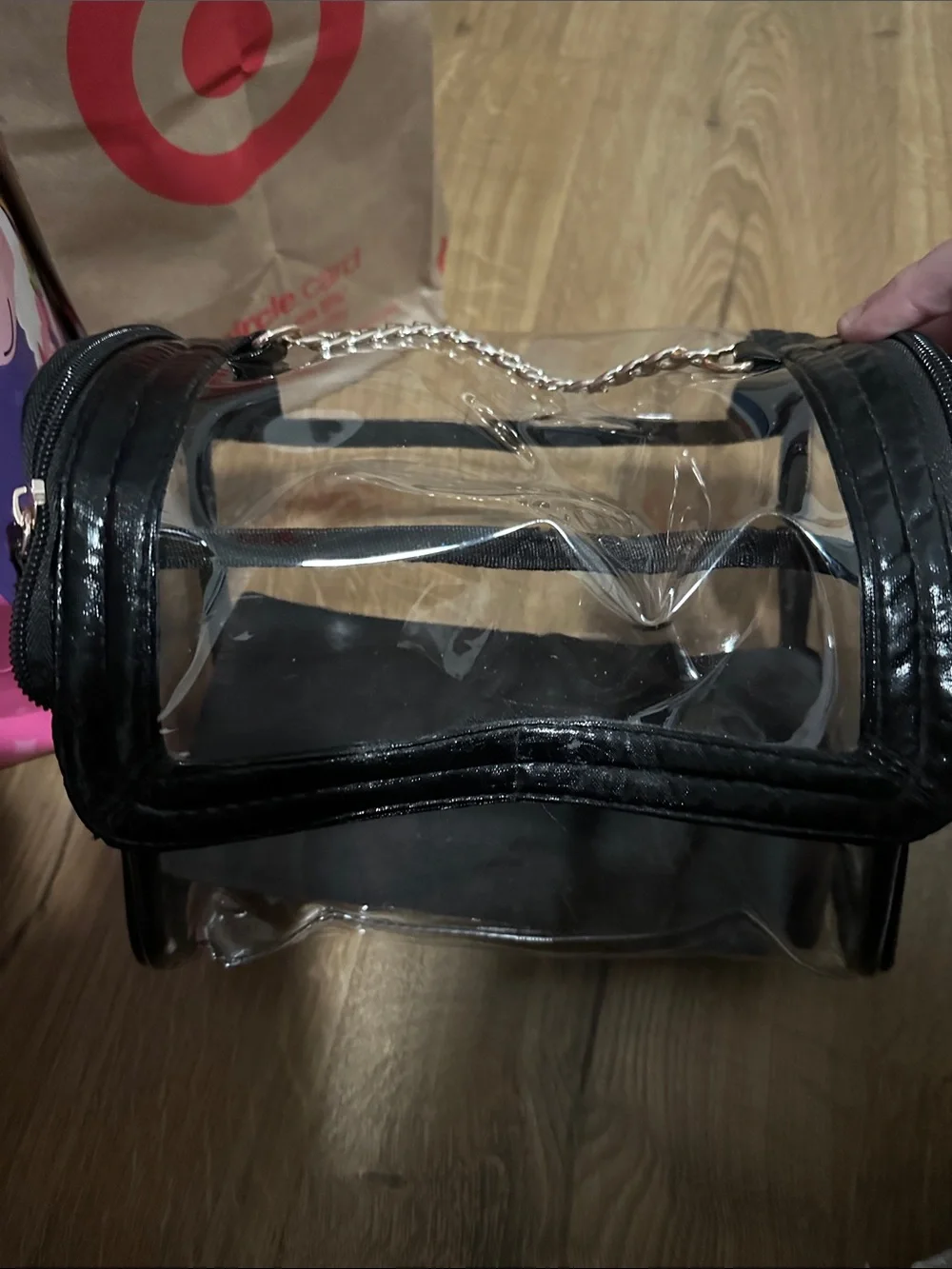 Clear make up bag  with Black Trim